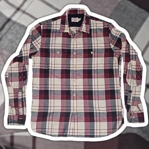 Brooks Brothers Red Fleece Flannel Shirt Large Multicolor Plaid Elbow Patches